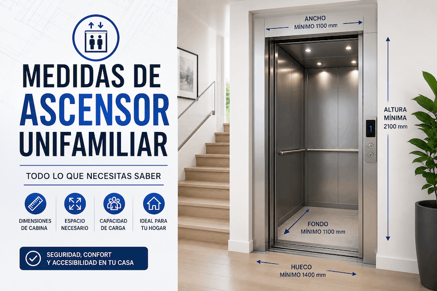 Medidas de ascensor unifamiliar: dimensiones de cabina y hueco para casa