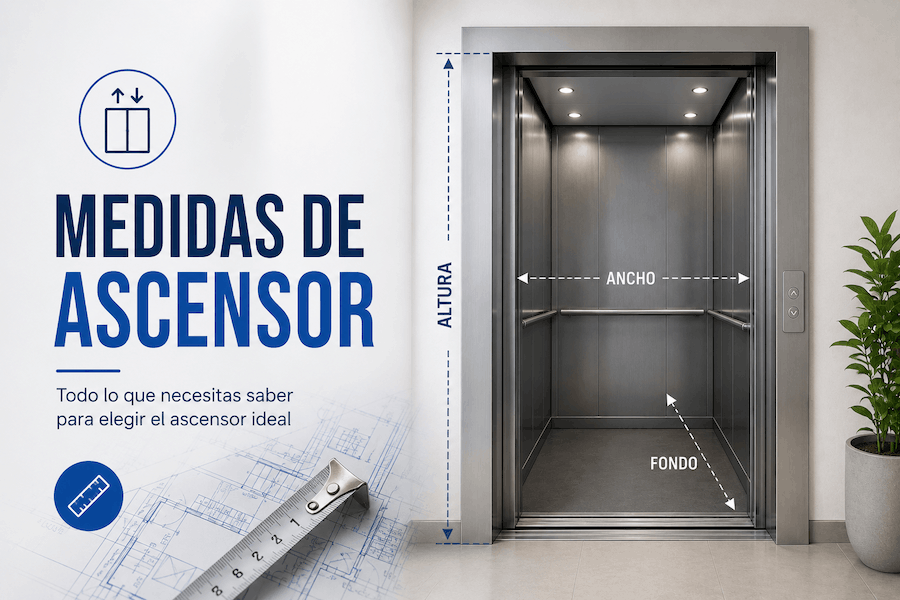 Medidas de un ascensor en España: dimensiones de cabina, hueco y foso